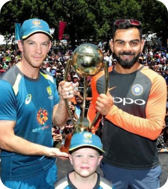 Work: Tim Paine, Virat Kohli and Archie for Make-A-Wish Australia